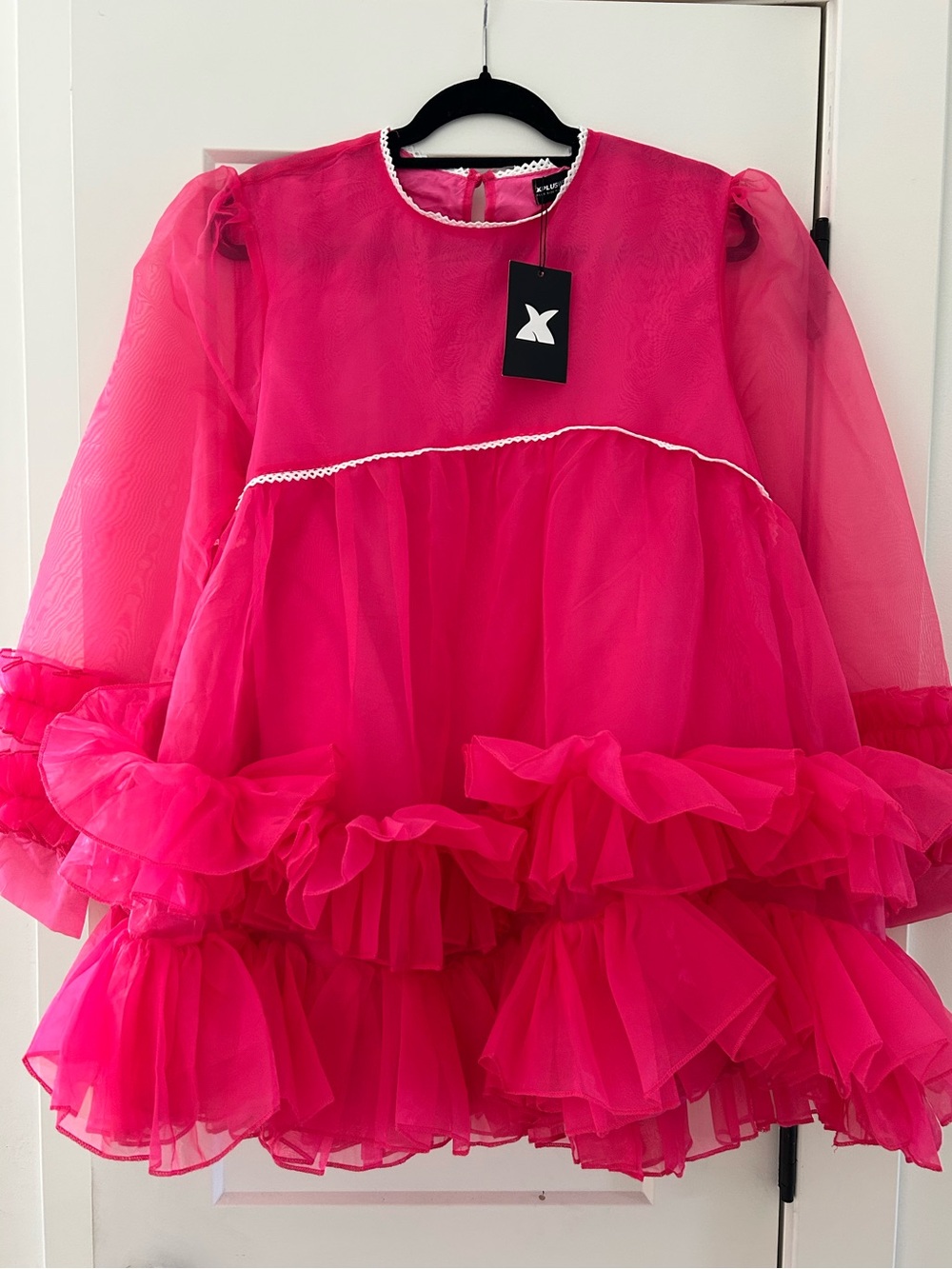 Xpluswear Hot Pink Ruffled Tulle mini dress - Picture 2 of 11